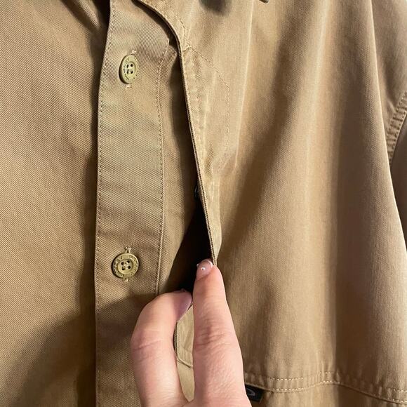 Oakley Brown Button Down Work Shirt Tough XXL BIG Hidden Pocket - Picture 5 of 11